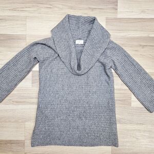 Lou & Grey Womens Gray Ribbed Cowl Neck 3/4 Sleeve Sweater XS